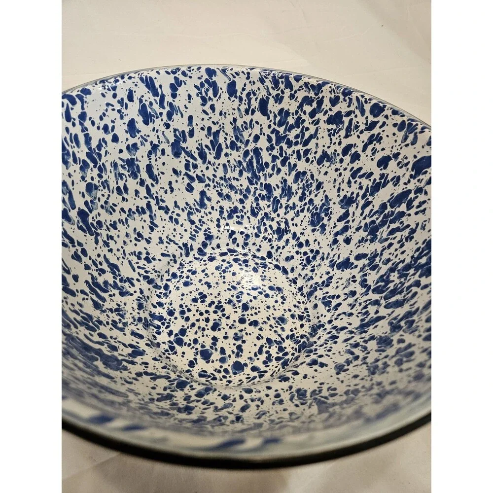 Rare Vintage CGS Blue White Splatterware Enamel 10.75